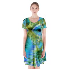 Mystical Spring, Abstract Crystal Renewal Short Sleeve V