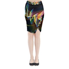 Northern Lights, Abstract Rainbow Aurora Midi Wrap Pencil Skirt from ArtsNow.com