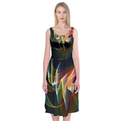 Northern Lights, Abstract Rainbow Aurora Midi Sleeveless Dress from ArtsNow.com