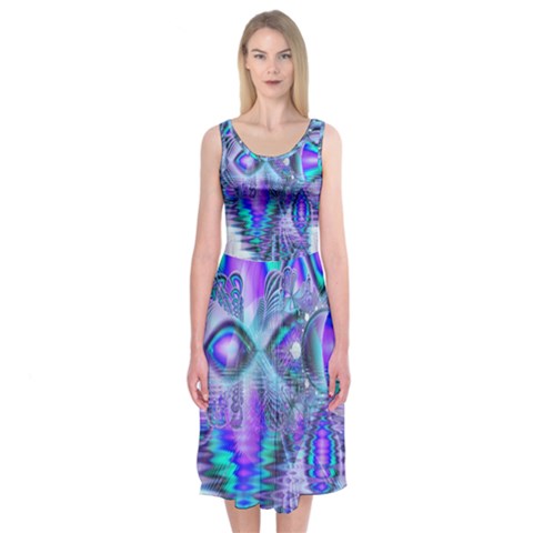 Peacock Crystal Palace Of Dreams, Abstract Midi Sleeveless Dress from ArtsNow.com