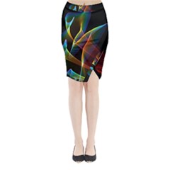 Peacock Symphony, Abstract Rainbow Music Midi Wrap Pencil Skirt from ArtsNow.com