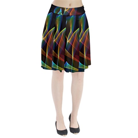 Peacock Symphony, Abstract Rainbow Music Pleated Skirt from ArtsNow.com