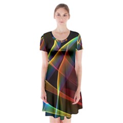 Peacock Symphony, Abstract Rainbow Music Short Sleeve V