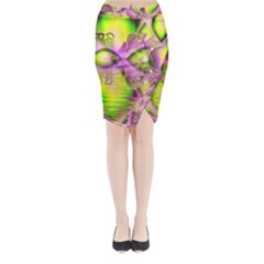 Raspberry Lime Mystical Magical Lake, Abstract  Midi Wrap Pencil Skirt from ArtsNow.com