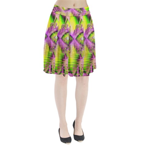 Raspberry Lime Mystical Magical Lake, Abstract  Pleated Skirt from ArtsNow.com