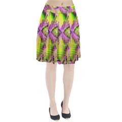 Raspberry Lime Mystical Magical Lake, Abstract  Pleated Skirt from ArtsNow.com