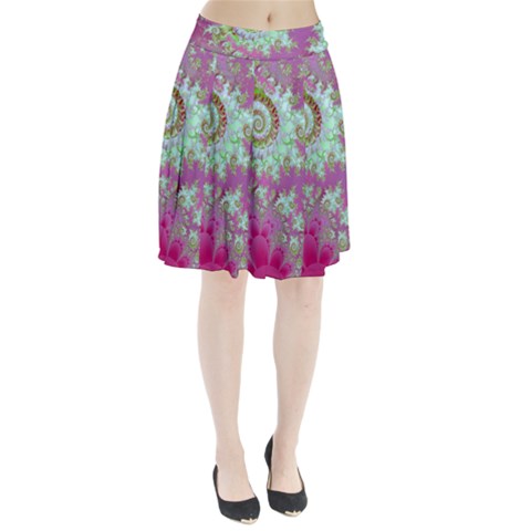 Raspberry Lime Surprise, Abstract Sea Garden  Pleated Skirt from ArtsNow.com