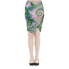 Rose Apple Green Dreams, Abstract Water Garden Midi Wrap Pencil Skirt from ArtsNow.com