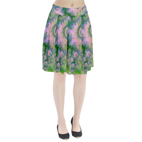 Rose Apple Green Dreams, Abstract Water Garden Pleated Skirt from ArtsNow.com