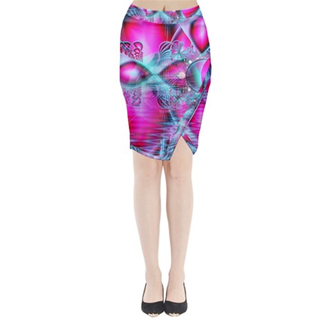 Ruby Red Crystal Palace, Abstract Jewels Midi Wrap Pencil Skirt from ArtsNow.com