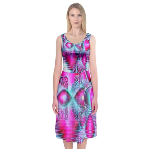 Ruby Red Crystal Palace, Abstract Jewels Midi Sleeveless Dress from ArtsNow.com