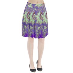 Sea Shell Spiral, Abstract Violet Cyan Stars Pleated Skirt from ArtsNow.com