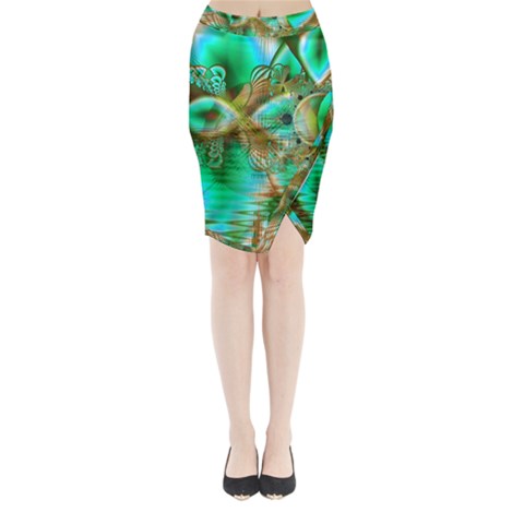 Spring Leaves, Abstract Crystal Flower Garden Midi Wrap Pencil Skirt from ArtsNow.com