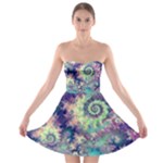 Violet Teal Sea Shells, Abstract Underwater Forest (purple Sea Horse, Abstract Ocean Waves  Strapless Bra Top Dress