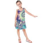 Violet Teal Sea Shells, Abstract Underwater Forest (purple Sea Horse, Abstract Ocean Waves  Kids  Sleeveless Dress