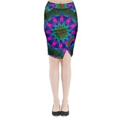 Star Of Leaves, Abstract Magenta Green Forest Midi Wrap Pencil Skirt from ArtsNow.com