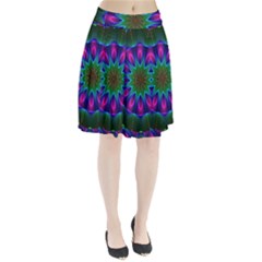 Star Of Leaves, Abstract Magenta Green Forest Pleated Skirt from ArtsNow.com