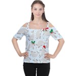 christmas  Manatee Women s Cutout Shoulder Tee