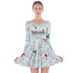 christmas  Manatee Long Sleeve Skater Dress