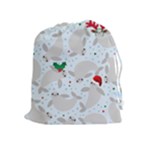 christmas  Manatee Drawstring Pouch (XL)