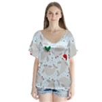 christmas  Manatee V-Neck Flutter Sleeve Top