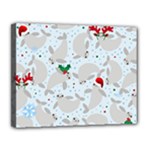 christmas  Manatee Canvas 14  x 11  (Stretched)