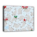 christmas  Manatee Deluxe Canvas 20  x 16  (Stretched)