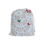 christmas  Manatee Drawstring Pouch (Large)