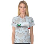 christmas  Manatee Women s V-Neck Sport Mesh Tee