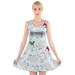 christmas  Manatee V-Neck Sleeveless Dress