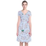 christmas  Manatee Short Sleeve Front Wrap Dress