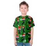 Christmas Santa Cats Kids  Cotton Tee