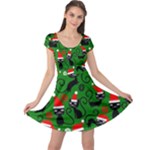 Christmas Santa Cats Cap Sleeve Dress