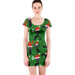 Christmas Santa Cats Short Sleeve Bodycon Dress