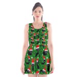 Christmas Santa Cats Scoop Neck Skater Dress