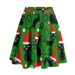 Christmas Santa Cats High Waist Skirt