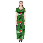 Christmas Santa Cats Short Sleeve Maxi Dress