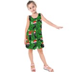 Christmas Santa Cats Kids  Sleeveless Dress