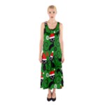 Christmas Santa Cats Sleeveless Maxi Dress