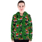 Christmas Santa Cats Women s Zipper Hoodie