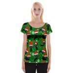 Christmas Santa Cats Women s Cap Sleeve Top