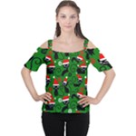 Christmas Santa Cats Women s Cutout Shoulder Tee