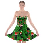 Christmas Santa Cats Strapless Bra Top Dress