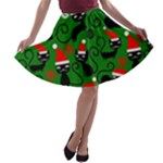 Christmas Santa Cats A-line Skater Skirt