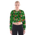 Christmas Santa Cats Women s Cropped Sweatshirt