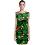 Christmas Santa Cats Sleeveless Velvet Midi Dress