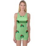 sequin christmas Holly One Piece Boyleg Swimsuit