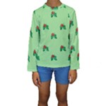 sequin christmas Holly Kids  Long Sleeve Swimwear