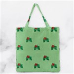 sequin christmas Holly Grocery Tote Bag