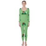 sequin christmas Holly Long Sleeve Catsuit